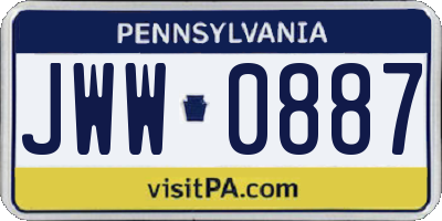 PA license plate JWW0887
