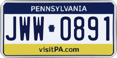 PA license plate JWW0891