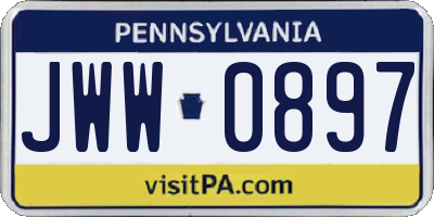 PA license plate JWW0897
