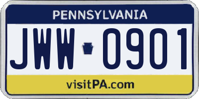 PA license plate JWW0901