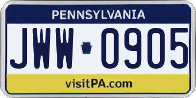PA license plate JWW0905