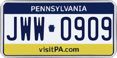 PA license plate JWW0909