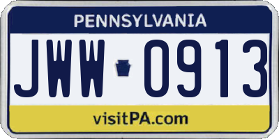 PA license plate JWW0913