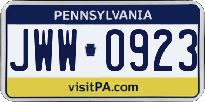 PA license plate JWW0923