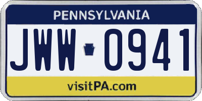 PA license plate JWW0941