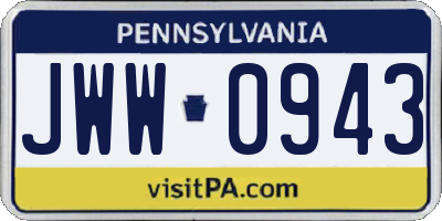 PA license plate JWW0943