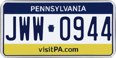 PA license plate JWW0944