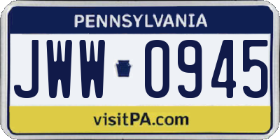 PA license plate JWW0945