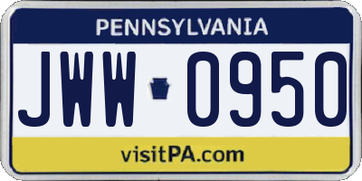 PA license plate JWW0950