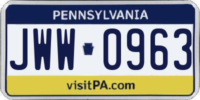 PA license plate JWW0963