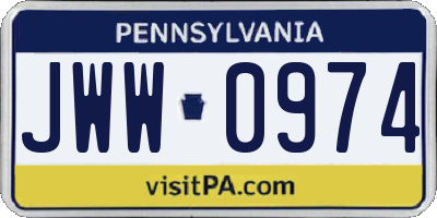 PA license plate JWW0974
