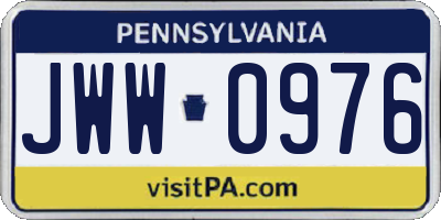 PA license plate JWW0976