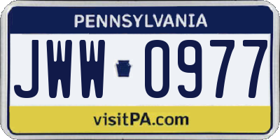 PA license plate JWW0977