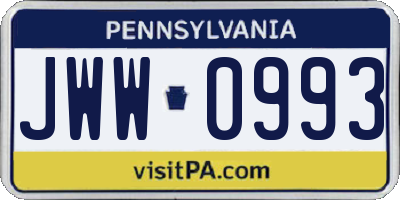 PA license plate JWW0993