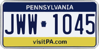 PA license plate JWW1045