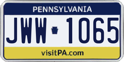 PA license plate JWW1065