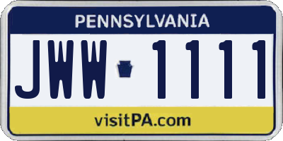 PA license plate JWW1111