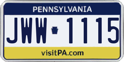 PA license plate JWW1115