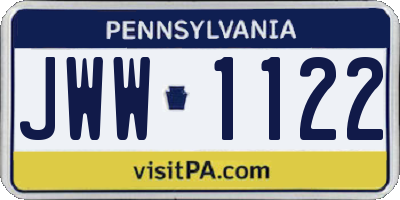 PA license plate JWW1122