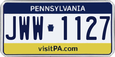 PA license plate JWW1127