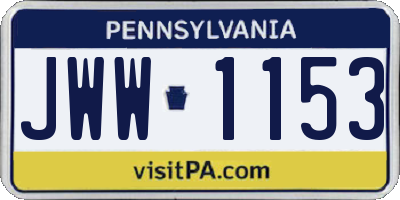 PA license plate JWW1153