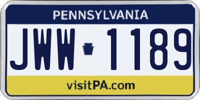 PA license plate JWW1189