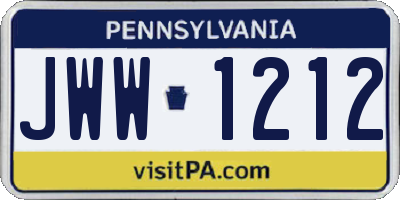 PA license plate JWW1212