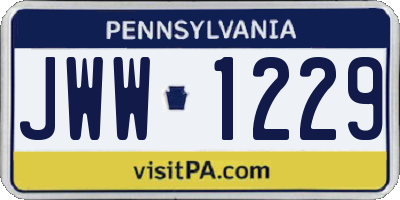 PA license plate JWW1229