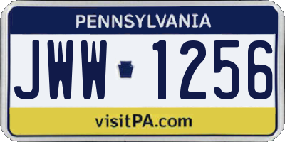 PA license plate JWW1256