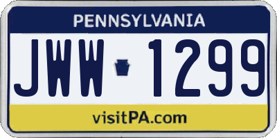 PA license plate JWW1299