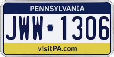 PA license plate JWW1306