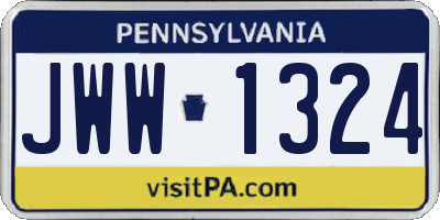 PA license plate JWW1324