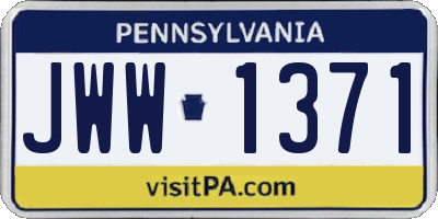 PA license plate JWW1371