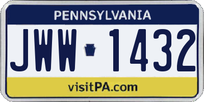 PA license plate JWW1432