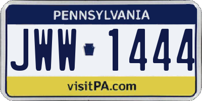 PA license plate JWW1444
