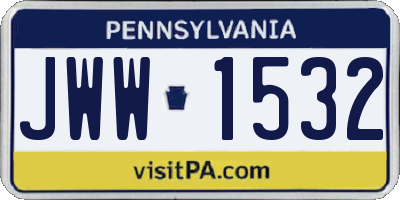 PA license plate JWW1532