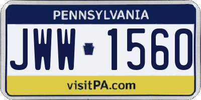 PA license plate JWW1560
