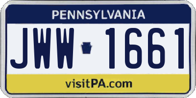 PA license plate JWW1661