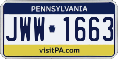 PA license plate JWW1663