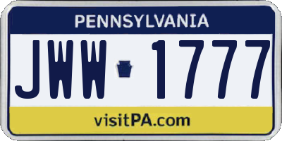 PA license plate JWW1777