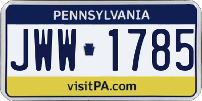PA license plate JWW1785