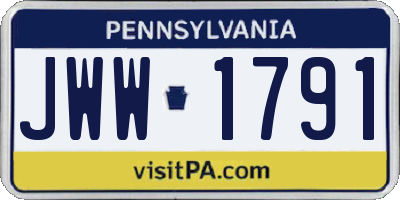 PA license plate JWW1791