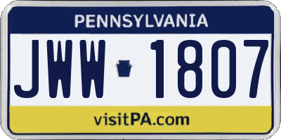 PA license plate JWW1807