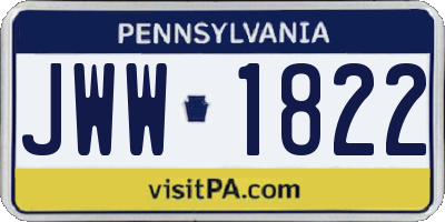 PA license plate JWW1822