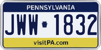 PA license plate JWW1832