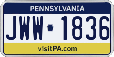 PA license plate JWW1836