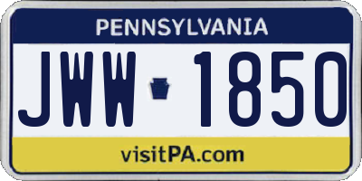 PA license plate JWW1850