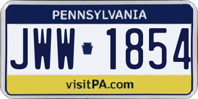 PA license plate JWW1854