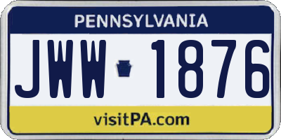 PA license plate JWW1876