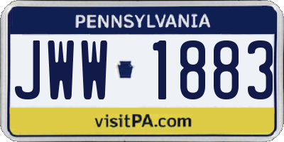PA license plate JWW1883